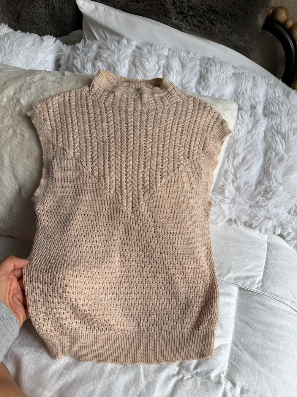 Free People Sleeveless Knit Shell in Soft Beige
